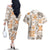 Hawaii Tapa Tribal Couples Matching Off The Shoulder Long Sleeve Dress and Hawaiian Shirt With Hawaiian Quilt Pattern Gold LT9 - Polynesian Pride