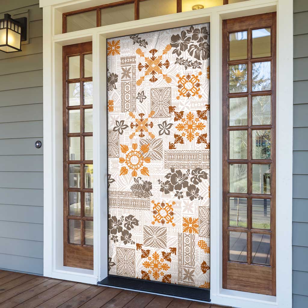 Hawaii Tapa Tribal Door Cover With Hawaiian Quilt Pattern Gold - Polynesian Pride