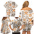 Hawaii Tapa Tribal Family Matching Off Shoulder Short Dress and Hawaiian Shirt With Hawaiian Quilt Pattern Gold LT9 - Polynesian Pride