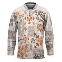 Hawaii Tapa Tribal Hockey Jersey With Hawaiian Quilt Pattern Gold LT9 Unisex Gold - Polynesian Pride