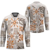 Hawaii Tapa Tribal Hockey Jersey With Hawaiian Quilt Pattern Gold LT9 - Polynesian Pride