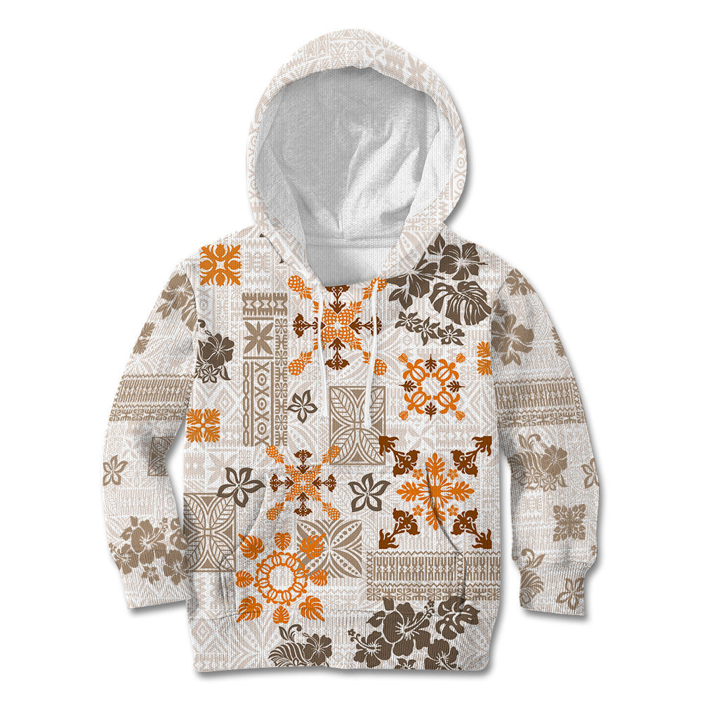 Hawaii Tapa Tribal Kid Hoodie With Hawaiian Quilt Pattern Gold LT9 Gold - Polynesian Pride