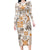 Hawaii Tapa Tribal Long Sleeve Bodycon Dress With Hawaiian Quilt Pattern Gold LT9 Long Dress Gold - Polynesian Pride