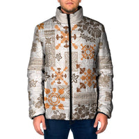 Hawaii Tapa Tribal Padded Jacket With Hawaiian Quilt Pattern Gold - Polynesian Pride