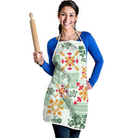 Hawaii Tapa Tribal Apron With Hawaiian Quilt Pattern Green - Polynesian Pride