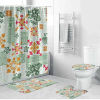 Hawaii Tapa Tribal Bathroom Set With Hawaiian Quilt Pattern Green - Polynesian Pride