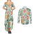 Hawaii Tapa Tribal Couples Matching Summer Maxi Dress and Long Sleeve Button Shirt With Hawaiian Quilt Pattern Green LT9 - Polynesian Pride