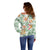 Hawaii Tapa Tribal Off Shoulder Sweater With Hawaiian Quilt Pattern Green LT9 - Polynesian Pride