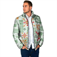 Hawaii Tapa Tribal Padded Jacket With Hawaiian Quilt Pattern Green - Polynesian Pride