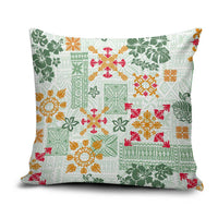 Hawaii Tapa Tribal Pillow Cover With Hawaiian Quilt Pattern Green - Polynesian Pride