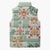 Hawaii Tapa Tribal Sleeveless Puffer Jacket With Hawaiian Quilt Pattern Green - Polynesian Pride