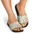 Hawaii Tapa Tribal Slide Sandals With Hawaiian Quilt Pattern Green - Polynesian Pride