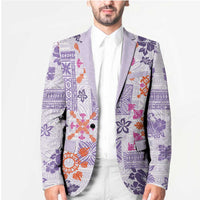 Hawaii Tapa Tribal Blazer With Hawaiian Quilt Pattern Violet - Polynesian Pride