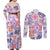 Hawaii Tapa Tribal Couples Matching Off Shoulder Maxi Dress and Long Sleeve Button Shirt With Hawaiian Quilt Pattern Violet LT9 - Polynesian Pride