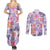 Hawaii Tapa Tribal Couples Matching Summer Maxi Dress and Long Sleeve Button Shirt With Hawaiian Quilt Pattern Violet LT9 - Polynesian Pride