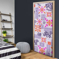 Hawaii Tapa Tribal Door Cover With Hawaiian Quilt Pattern Violet - Polynesian Pride