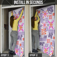 Hawaii Tapa Tribal Door Cover With Hawaiian Quilt Pattern Violet - Polynesian Pride