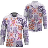 Hawaii Tapa Tribal Hockey Jersey With Hawaiian Quilt Pattern Violet - Polynesian Pride