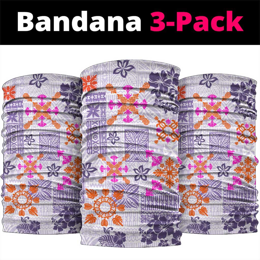 Hawaii Tapa Tribal Neck Gaiter With Hawaiian Quilt Pattern Violet - Polynesian Pride