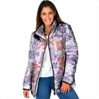 Hawaii Tapa Tribal Padded Jacket With Hawaiian Quilt Pattern Violet - Polynesian Pride