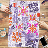 Hawaii Tapa Tribal Puzzle With Hawaiian Quilt Pattern Violet - Polynesian Pride