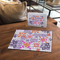Hawaii Tapa Tribal Puzzle With Hawaiian Quilt Pattern Violet - Polynesian Pride