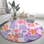 Hawaii Tapa Tribal Round Carpet With Hawaiian Quilt Pattern Violet LT9 - Polynesian Pride