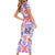 Hawaii Tapa Tribal Short Sleeve Bodycon Dress With Hawaiian Quilt Pattern Violet LT9 - Polynesian Pride