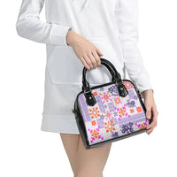 Hawaii Tapa Tribal Shoulder Handbag With Hawaiian Quilt Pattern Violet LT9 - Polynesian Pride