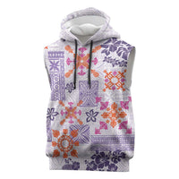 Hawaii Tapa Tribal Sleeveless Hoodie With Hawaiian Quilt Pattern Violet - Polynesian Pride