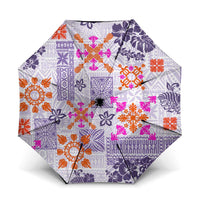 Hawaii Tapa Tribal Umbrella With Hawaiian Quilt Pattern Violet - Polynesian Pride