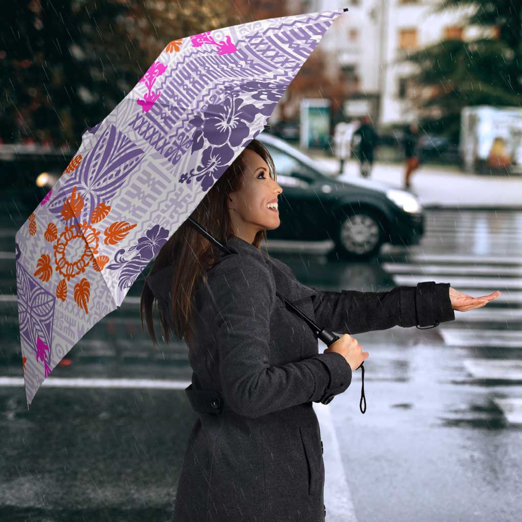 Hawaii Tapa Tribal Umbrella With Hawaiian Quilt Pattern Violet - Polynesian Pride