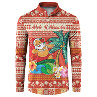 Hawaii Mele Kalikimaka Button Sweatshirt Surfing Santa Funny Christmas LT9 Red - Polynesian Pride