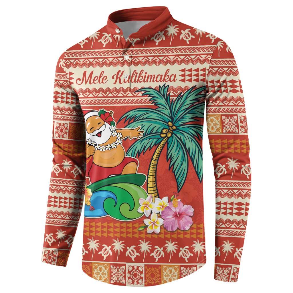 Hawaii Mele Kalikimaka Button Sweatshirt Surfing Santa Funny Christmas LT9 - Polynesian Pride