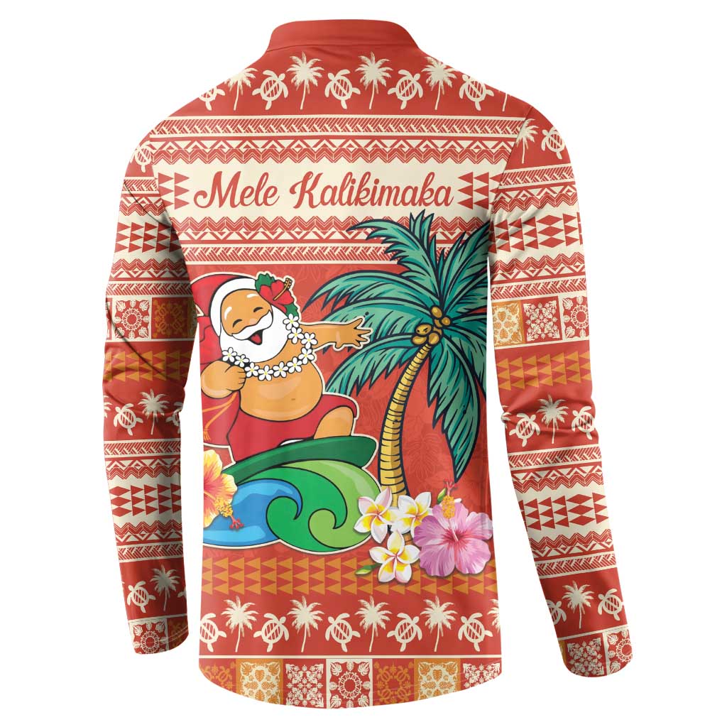 Hawaii Mele Kalikimaka Button Sweatshirt Surfing Santa Funny Christmas LT9 - Polynesian Pride