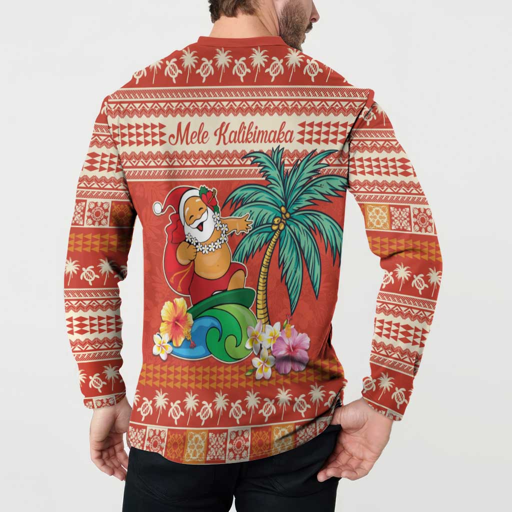 Hawaii Mele Kalikimaka Button Sweatshirt Surfing Santa Funny Christmas LT9 - Polynesian Pride