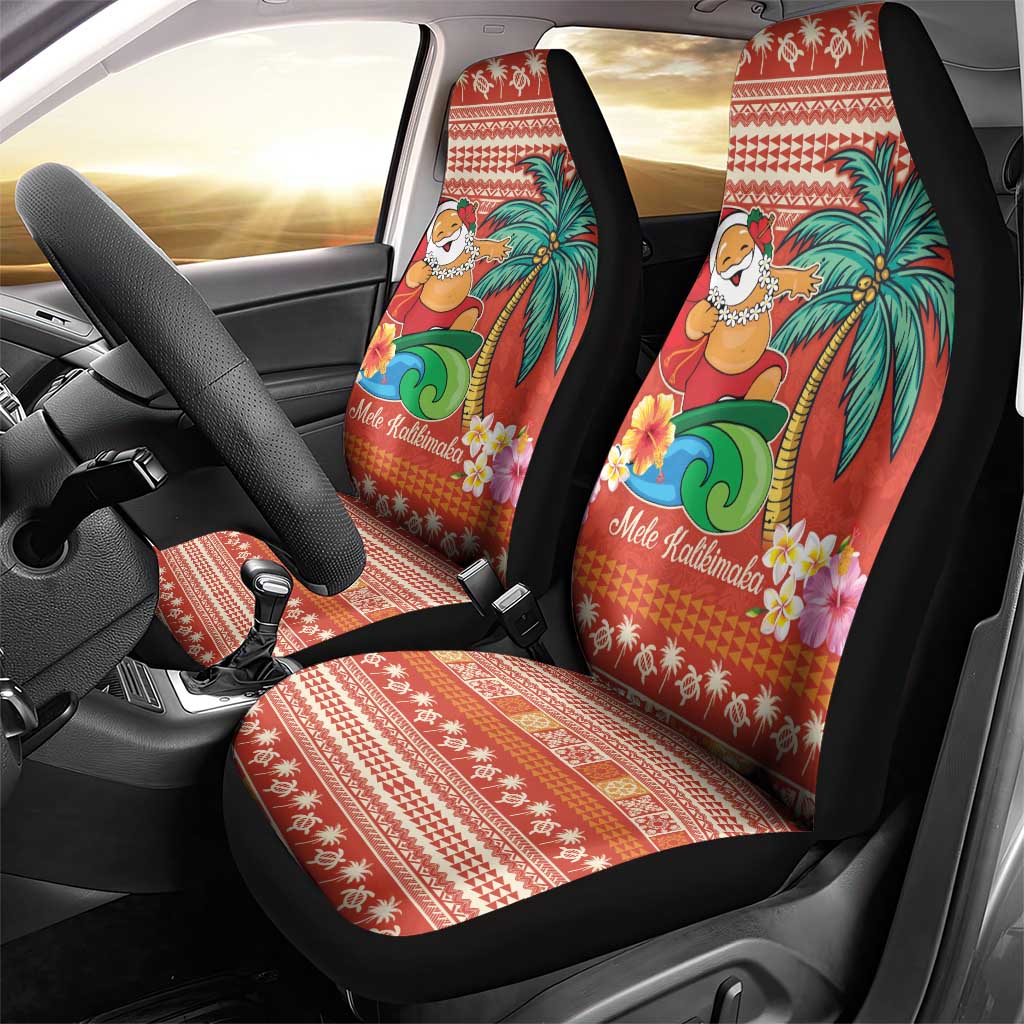 Hawaii Mele Kalikimaka Car Seat Cover Surfing Santa Funny Christmas