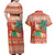 Hawaii Mele Kalikimaka Couples Matching Off Shoulder Maxi Dress and Hawaiian Shirt Surfing Santa Funny Christmas