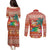 Hawaii Mele Kalikimaka Couples Matching Puletasi and Long Sleeve Button Shirt Surfing Santa Funny Christmas