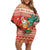 Hawaii Mele Kalikimaka Family Matching Off Shoulder Short Dress and Hawaiian Shirt Surfing Santa Funny Christmas