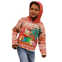 Hawaii Mele Kalikimaka Kid Hoodie Surfing Santa Funny Christmas