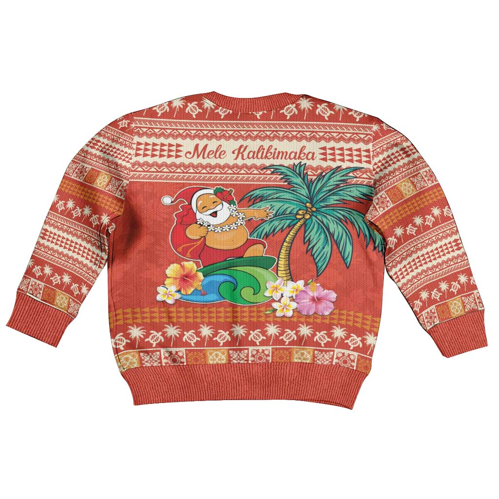 Hawaii Mele Kalikimaka Kid Ugly Christmas Sweater Surfing Santa Funny Christmas