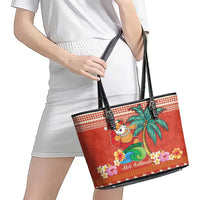 Hawaii Mele Kalikimaka Leather Tote Bag Surfing Santa Funny Christmas LT9 - Polynesian Pride