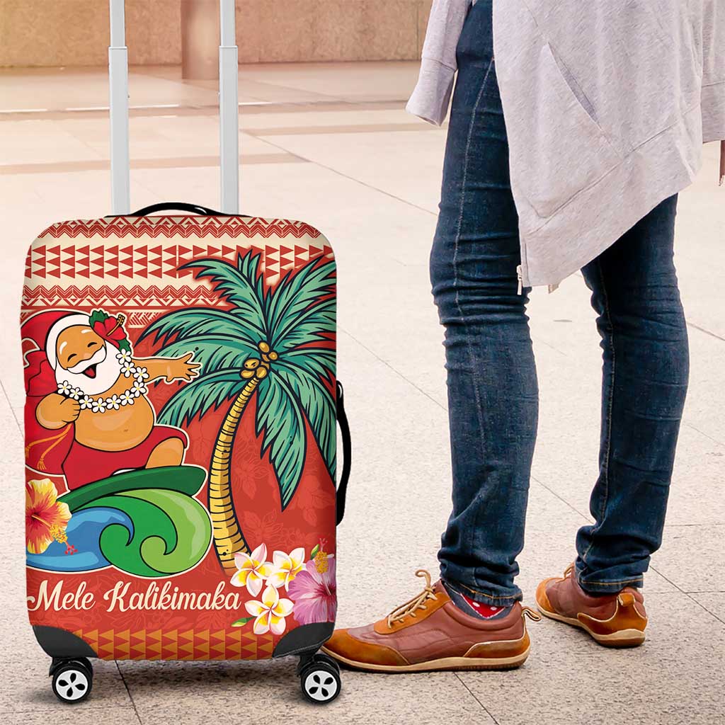 Hawaii Mele Kalikimaka Luggage Cover Surfing Santa Funny Christmas