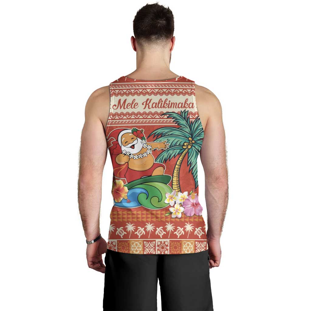 Hawaii Mele Kalikimaka Men Tank Top Surfing Santa Funny Christmas
