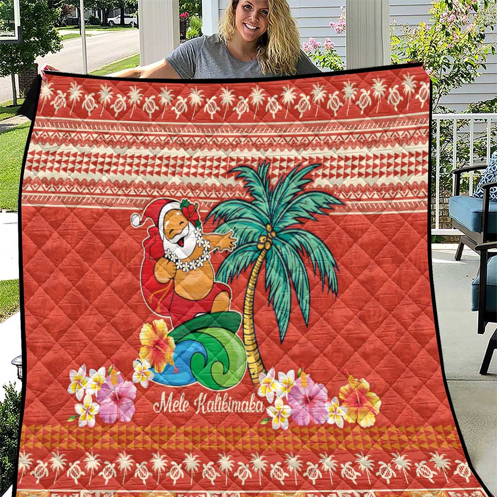 Hawaii Mele Kalikimaka Quilt Surfing Santa Funny Christmas