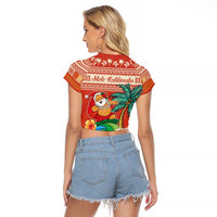 Hawaii Mele Kalikimaka Raglan Cropped T Shirt Surfing Santa Funny Christmas LT9 - Polynesian Pride