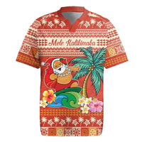 Hawaii Mele Kalikimaka Rugby Jersey Surfing Santa Funny Christmas LT9 Red - Polynesian Pride