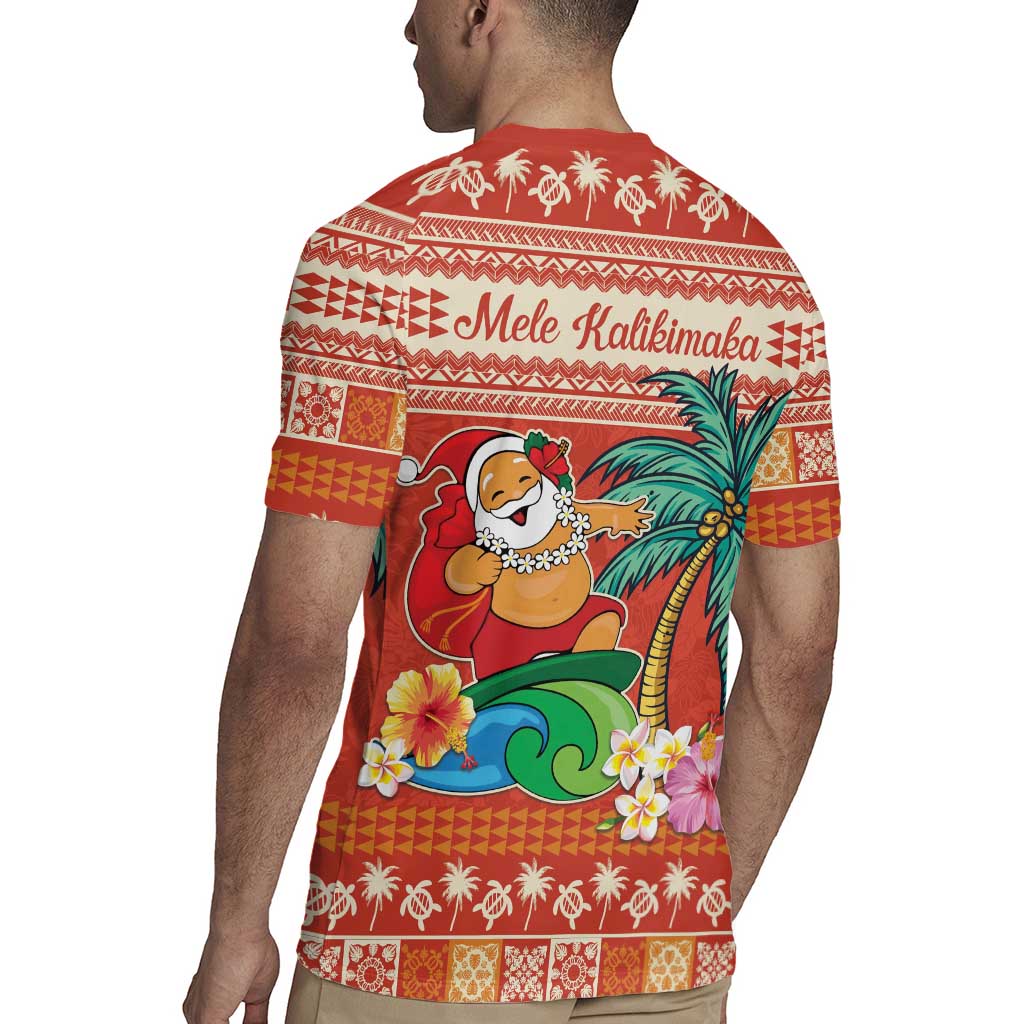 Hawaii Mele Kalikimaka Rugby Jersey Surfing Santa Funny Christmas LT9 - Polynesian Pride