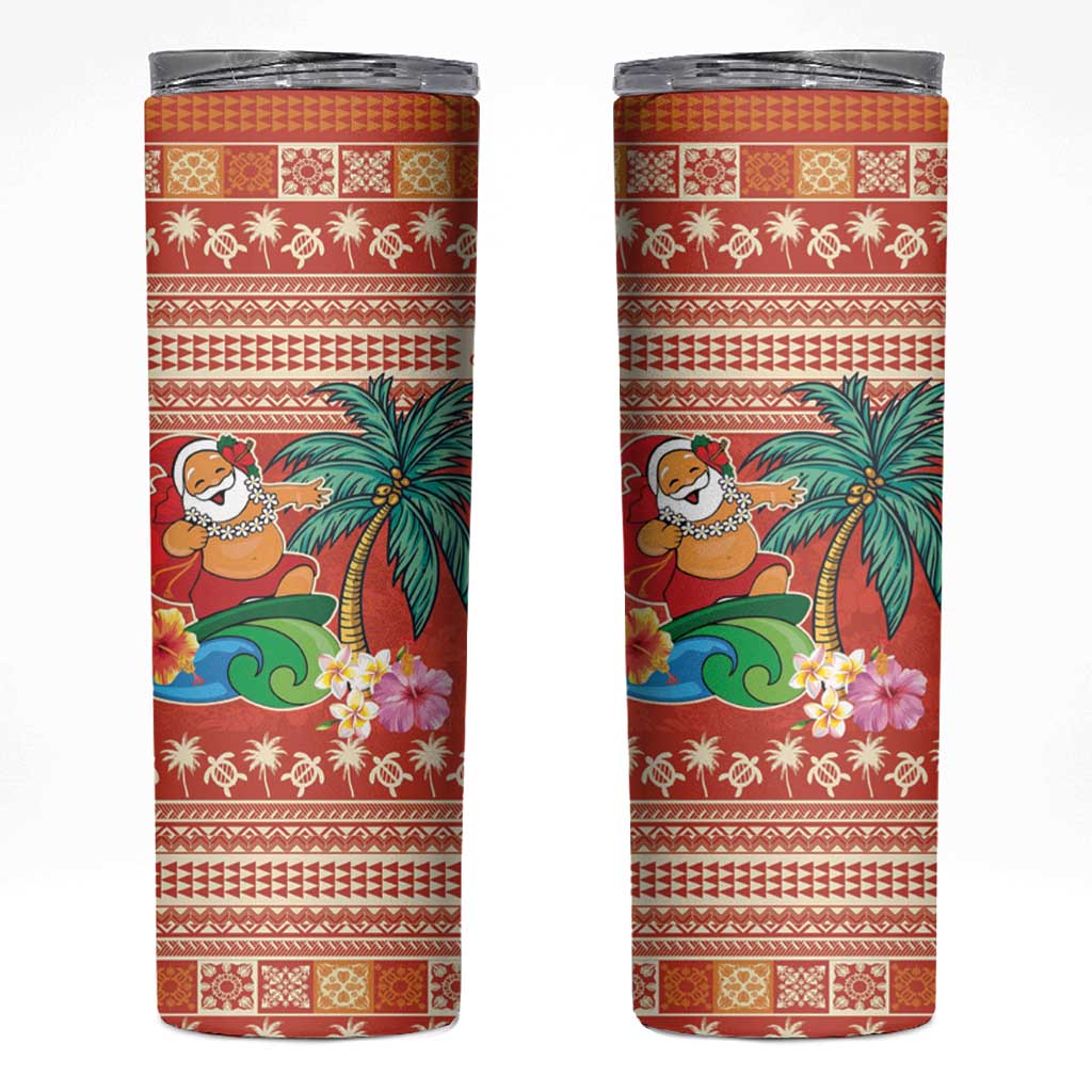 Hawaii Mele Kalikimaka Skinny Tumbler Surfing Santa Funny Christmas